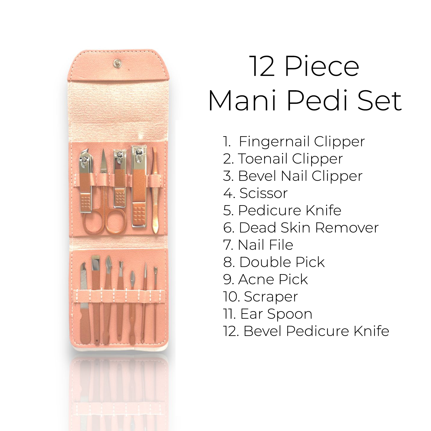 Pink 12 Piece Nail Care Set