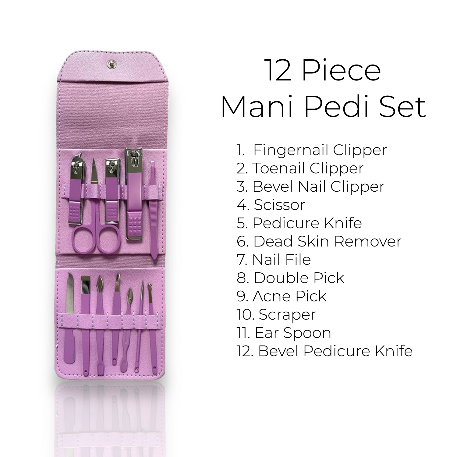 Purple 12 Piece Nail Care Set